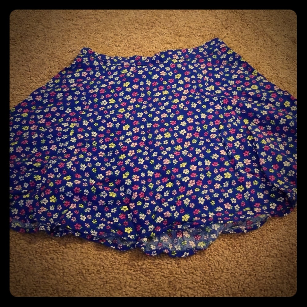 Blue Floral Skater Skirt Size S